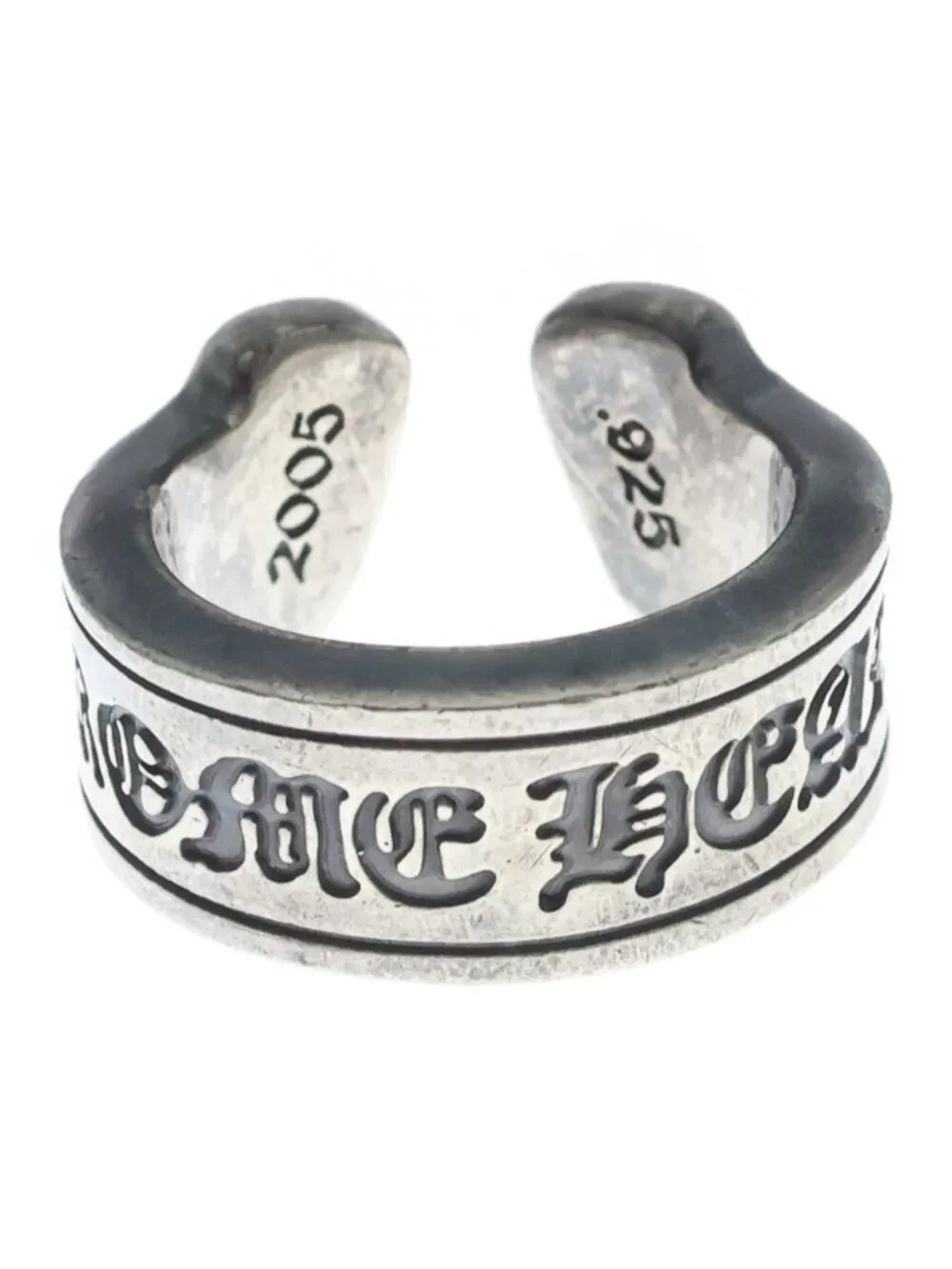 Chrome Hearts LG Scroll Label Large Ring Silver